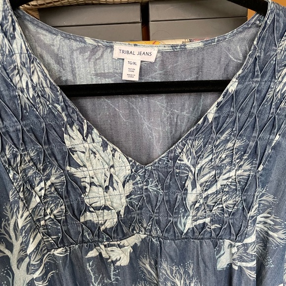 Tribal Jeans Smocked Printed Blouse - Picture 2 of 7